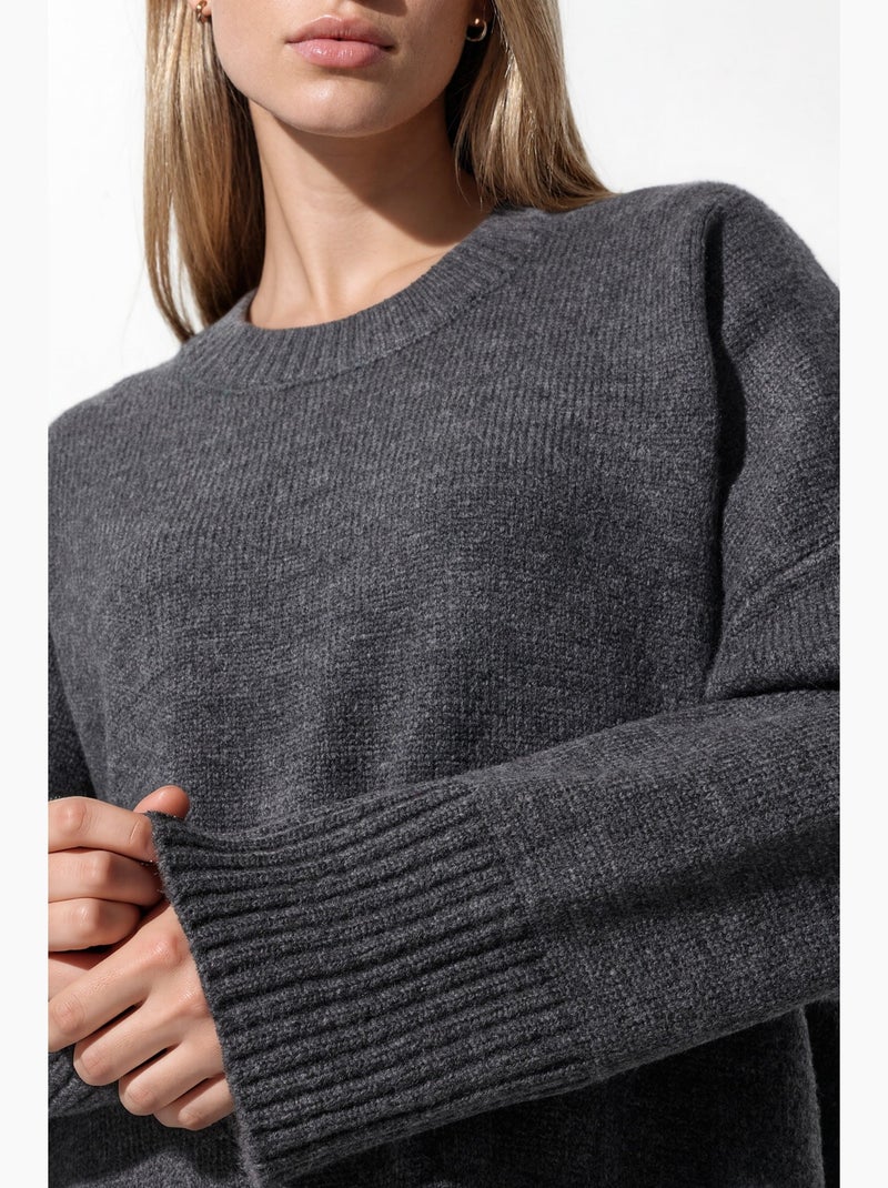Camisola de malha oversized com gola redonda hiccup Cinza escuro - Kiabi