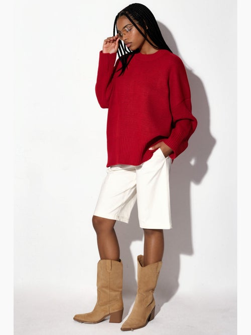Camisola de malha oversized com gola redonda hiccup - Kiabi Camisola de malha oversized com gola redonda hiccup - Kiabi