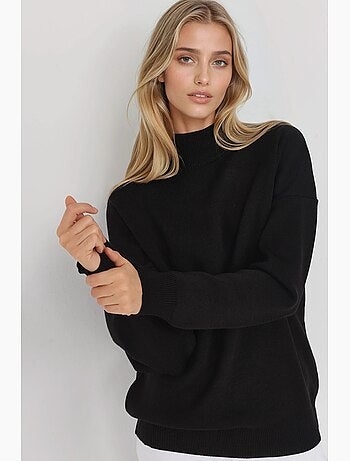 Camisola de malha oversized com meia gola alta my fashion