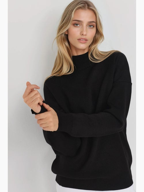 Camisola de malha oversized com meia gola alta my fashion - Kiabi Camisola de malha oversized com meia gola alta my fashion - Kiabi