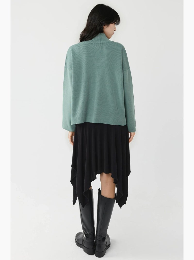 Camisola de malha oversized com meia gola alta my fashion Verde pastel - Kiabi