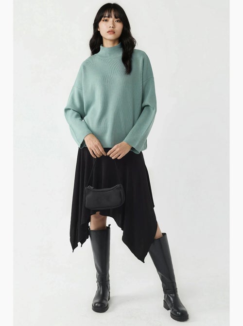 Camisola de malha oversized com meia gola alta my fashion - Kiabi Camisola de malha oversized com meia gola alta my fashion - Kiabi