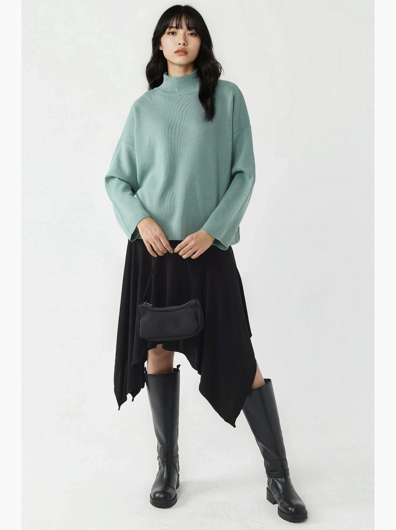 Camisola de malha oversized com meia gola alta my fashion Verde pastel - Kiabi