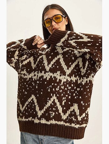 Camisola de malha oversized com padrão étnico lucci