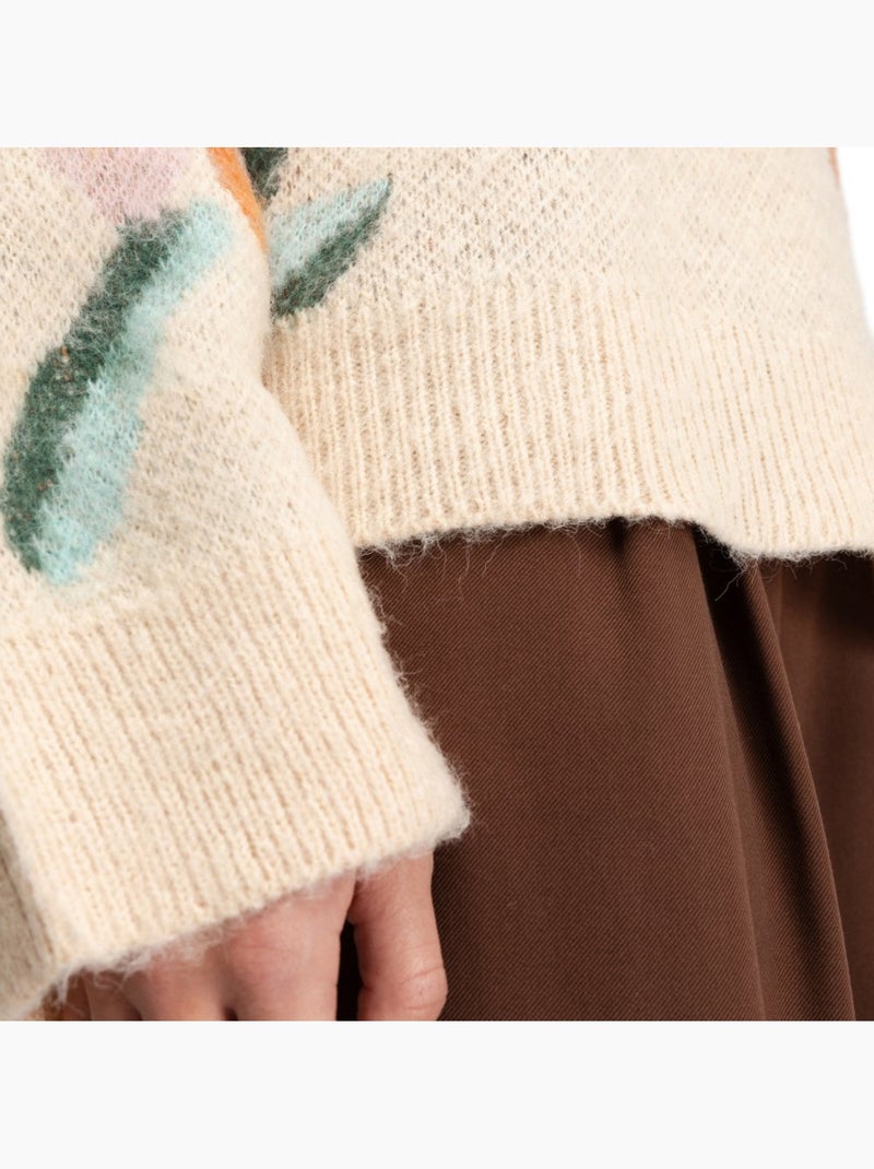Camisola de malha oversized para mulher Bege - Kiabi