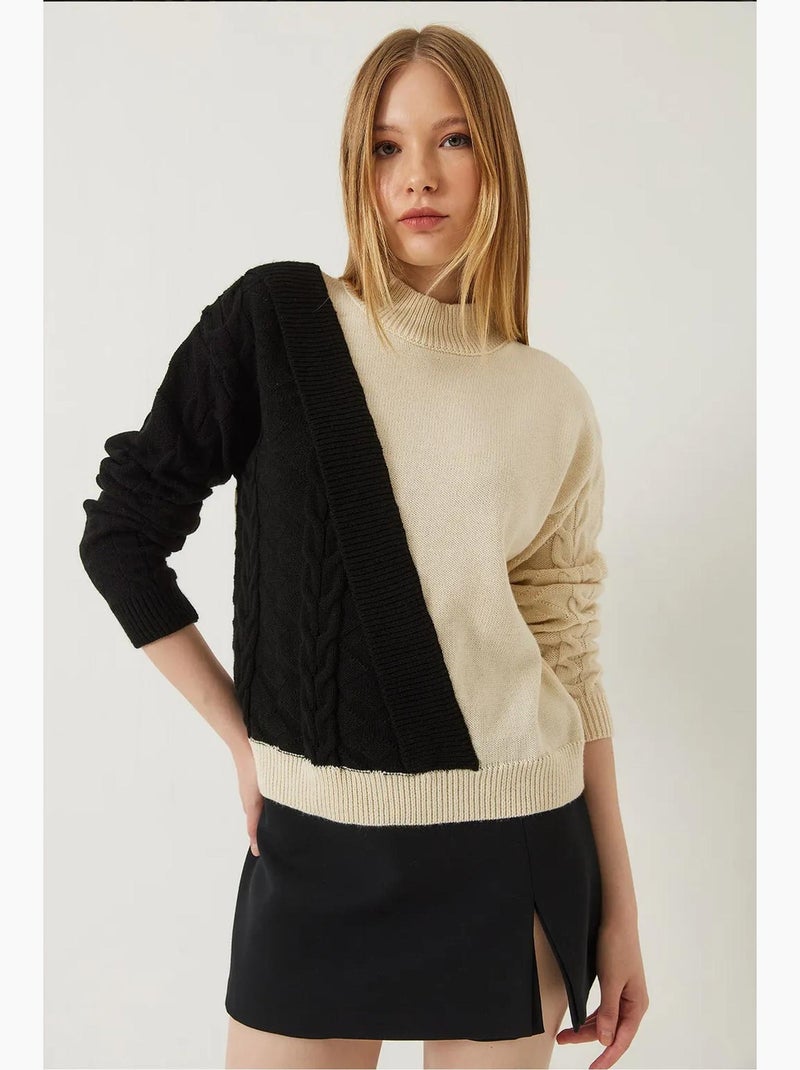 Camisola de malha patchwork lucci Creme - Kiabi