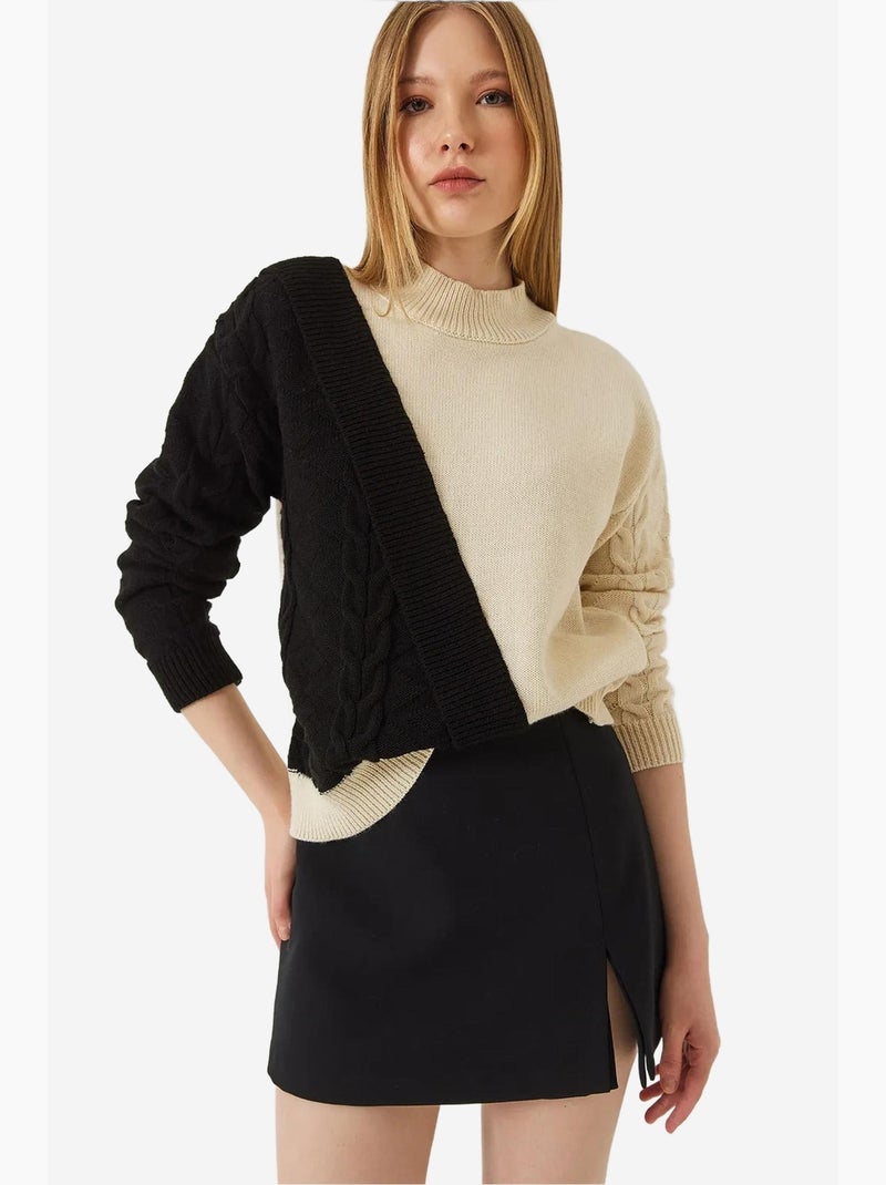 Camisola de malha patchwork lucci Creme - Kiabi