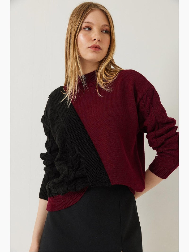 Camisola de malha patchwork lucci Vermelho bordô - Kiabi