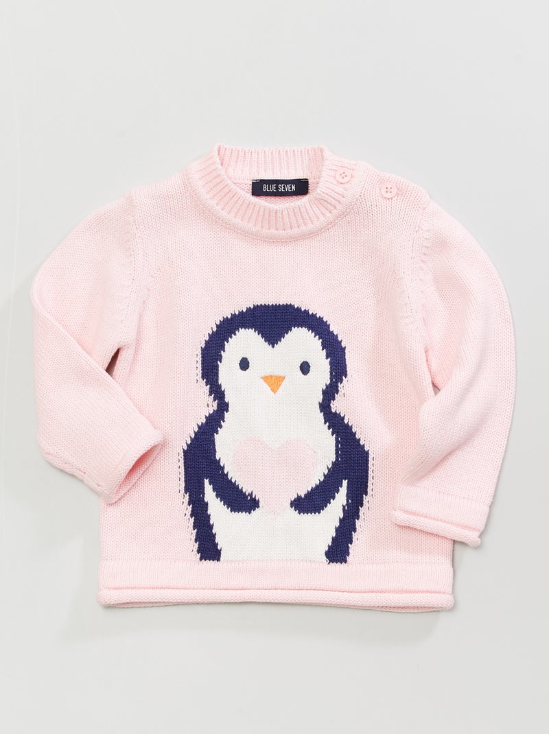 Camisola de malha 'pinguim' Rosa - Kiabi