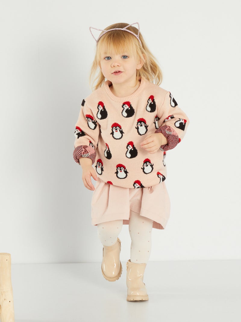 Camisola de malha 'Pinguins Natal' ROSA - Kiabi
