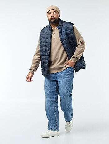 Camisola de malha piqué com gola redonda abotoada