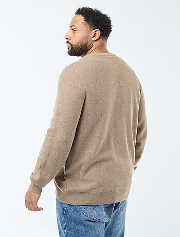 Camisola de malha piqué com gola redonda abotoada