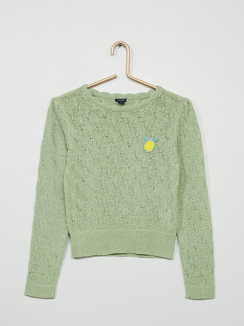 Camisola de malha pointelle VERDE - Kiabi