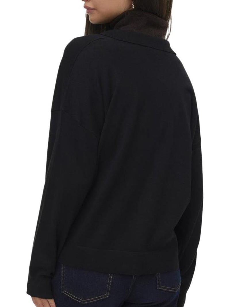 Camisola de Malha Preta com Riscas Vero Moda Silla para Mulher Preto - Kiabi