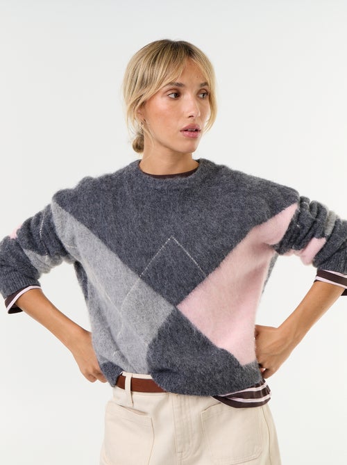 Camisola de malha quente com lã e gola redonda - Kiabi