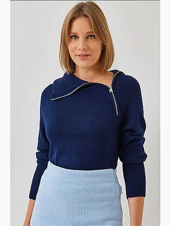 Camisola de malha raglan com fecho lucci