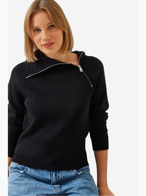 Camisola de malha raglan com fecho lucci - Kiabi