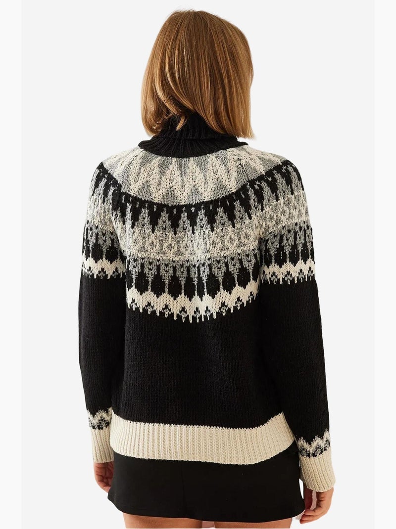 Camisola de malha raglan jacquard lucci Preto - Kiabi