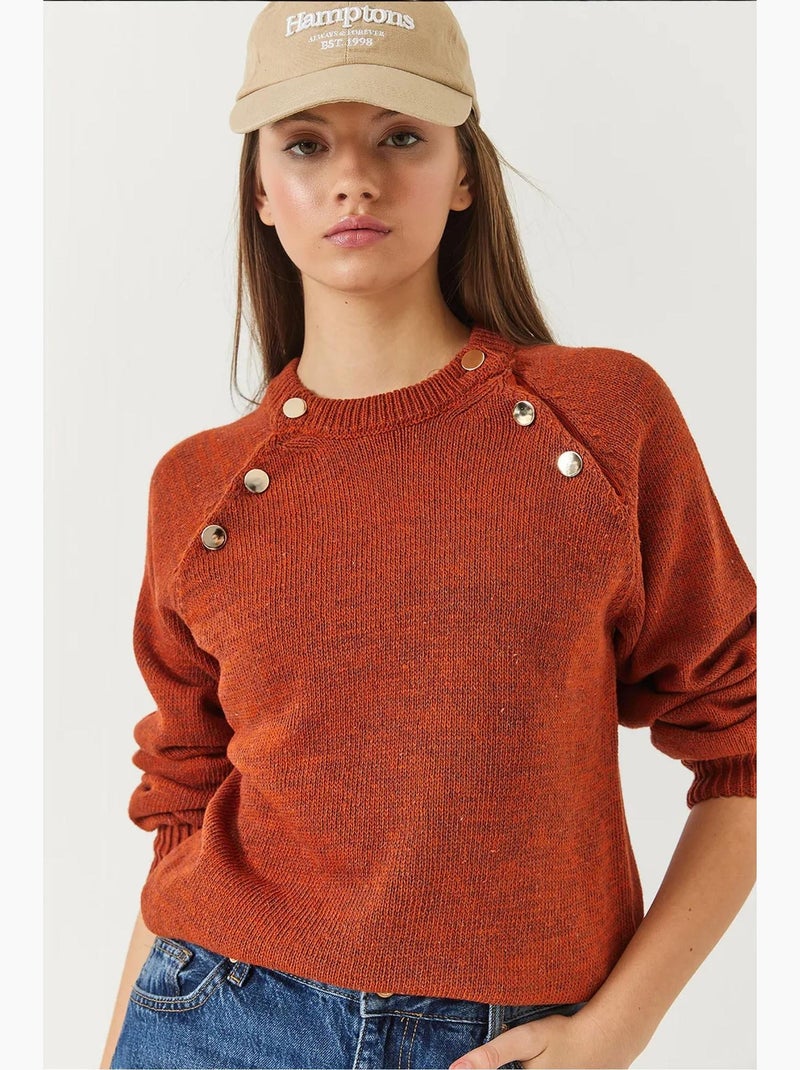 Camisola de malha raglan lucci Vermelho tijolo - Kiabi