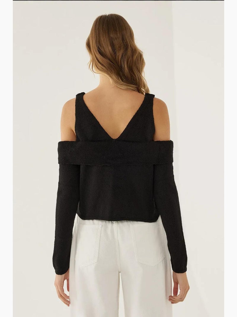 Camisola de malha recortada hiccup Preto - Kiabi