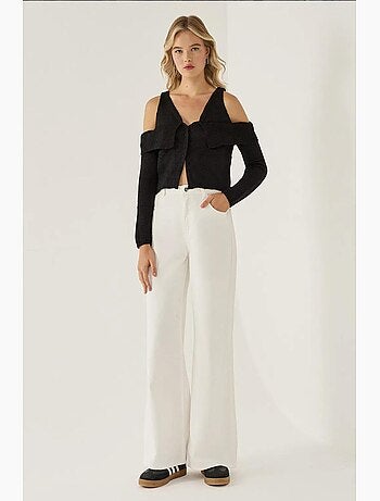 Camisola de malha recortada