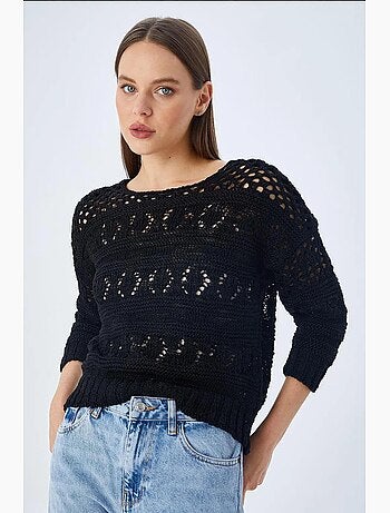 Camisola de malha rendilhada mixray
