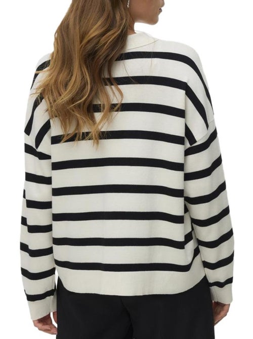 Camisola de Malha Riscas Cru/Preto Vero Moda Silla para Mulher - Kiabi