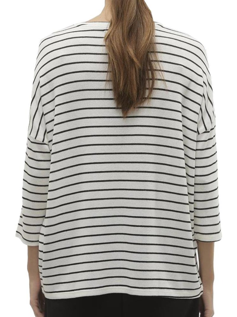 Camisola de malha riscas mulher vero moda brianna Branco Preto - Kiabi