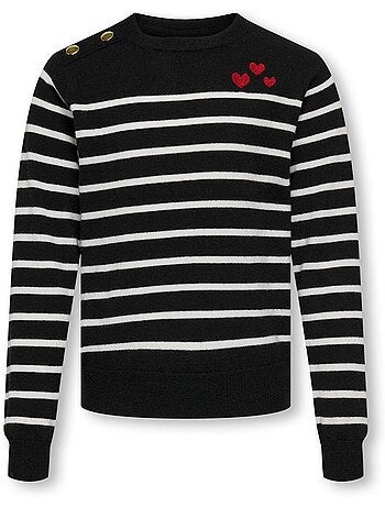 Camisola de Malha Riscas Preta para Menina Kids ONLY Gtiba