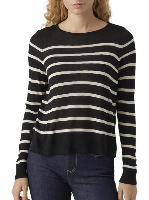 Camisola de Malha Riscas Preta Vero Moda Nova para Mulher - Kiabi