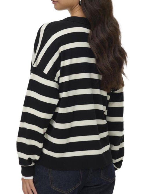 Camisola de Malha Riscas Preto/Cru Vero Moda Silla para Mulher - Kiabi