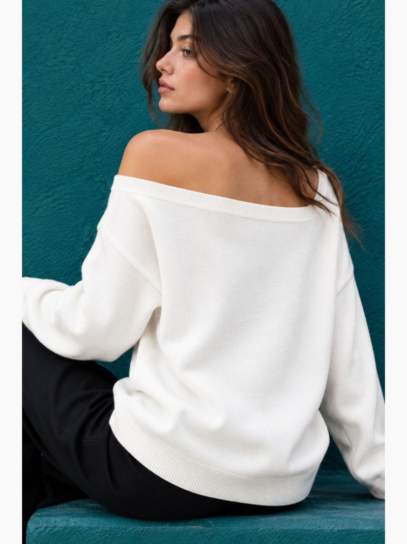 Camisola de malha senhora mixray Branco - Kiabi