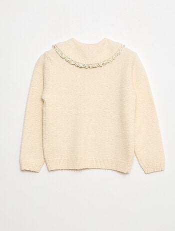 Camisola de malha suave com gola Claudine