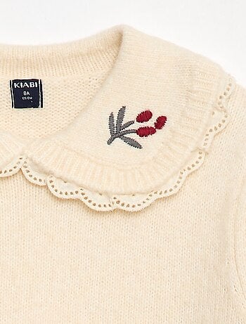 Camisola de malha suave com gola Claudine