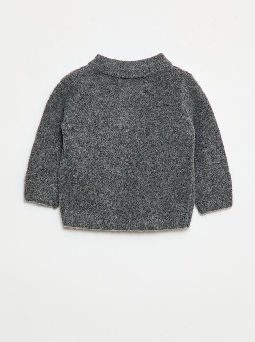 Camisola de malha suave com gola polo abotoada - Kiabi