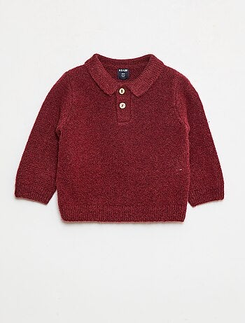 Camisola de malha suave com gola polo abotoada
