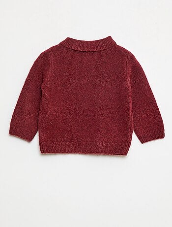 Camisola de malha suave com gola polo abotoada
