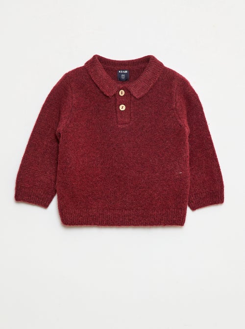 Camisola de malha suave com gola polo abotoada - Kiabi