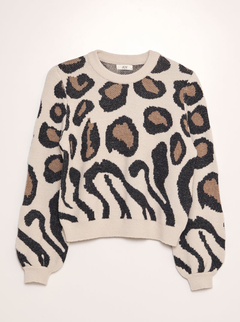 Camisola de malha suave leopardo 'JDY' BRANCO - Kiabi