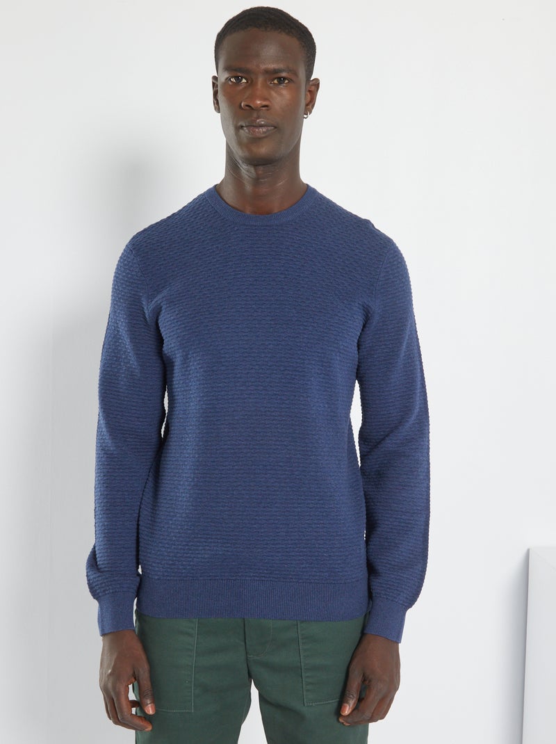 Camisola de malha texturada AZUL - Kiabi
