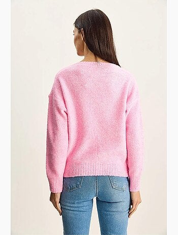 Camisola de malha texturada com decote em v lucci