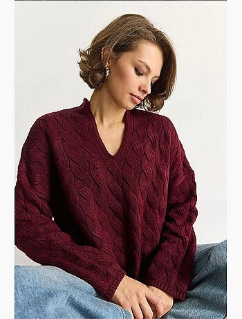 Camisola de malha texturada com decote em v, relaxed fit lucci