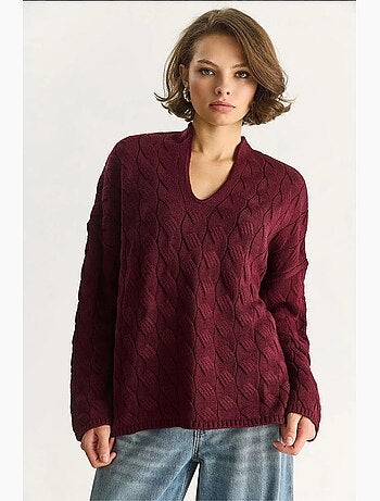 Camisola de malha texturada com decote em v, relaxed fit lucci