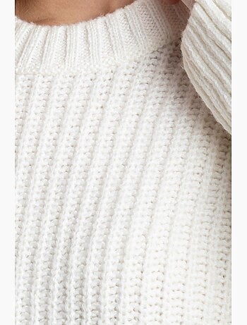 Camisola de malha texturada com gola redonda hiccup