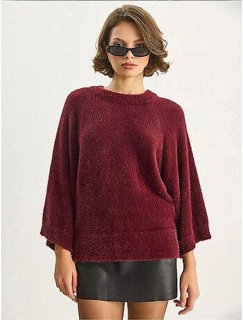 Camisola de malha texturada com gola redonda lucci
