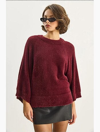 Camisola de malha texturada com gola redonda lucci
