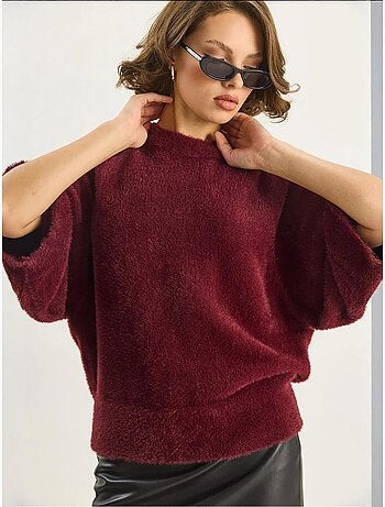 Camisola de malha texturada com gola redonda lucci