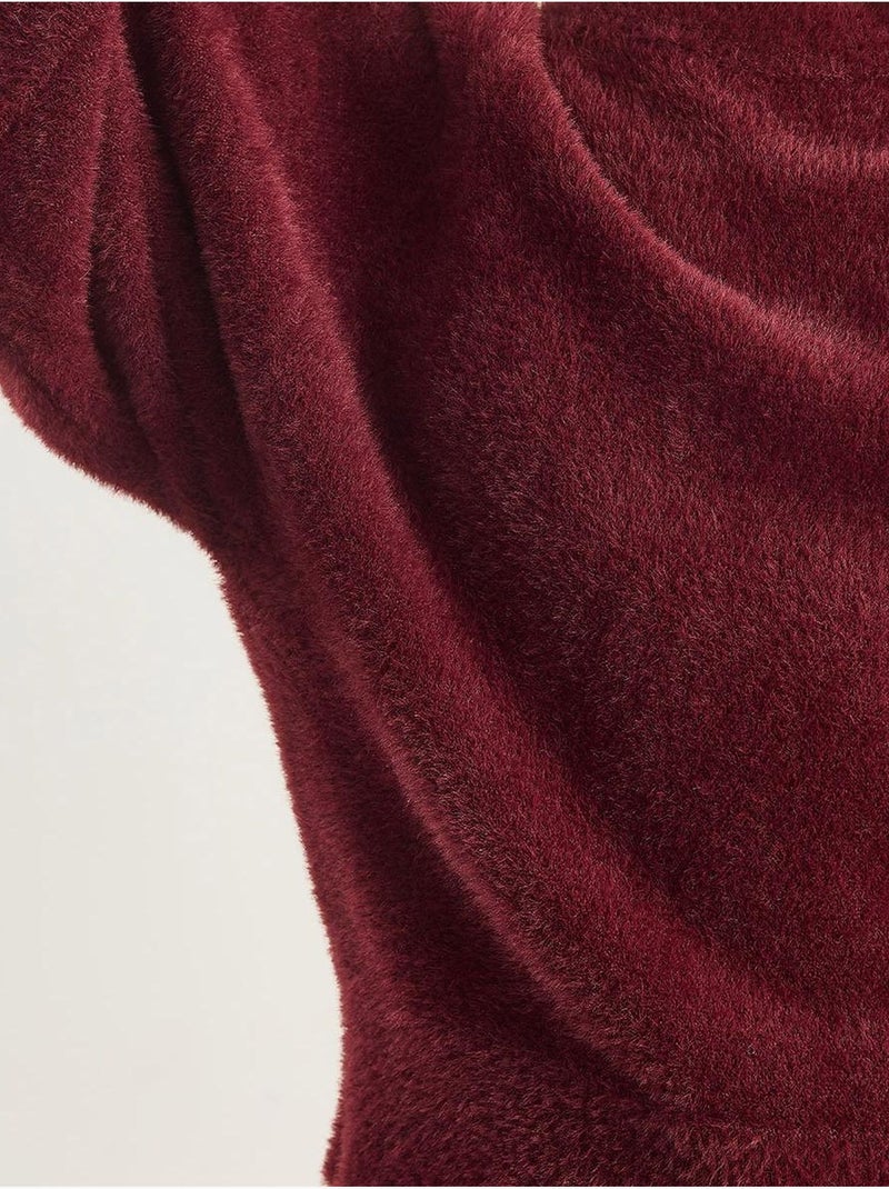 Camisola de malha texturada com gola redonda lucci Vermelho bordô - Kiabi