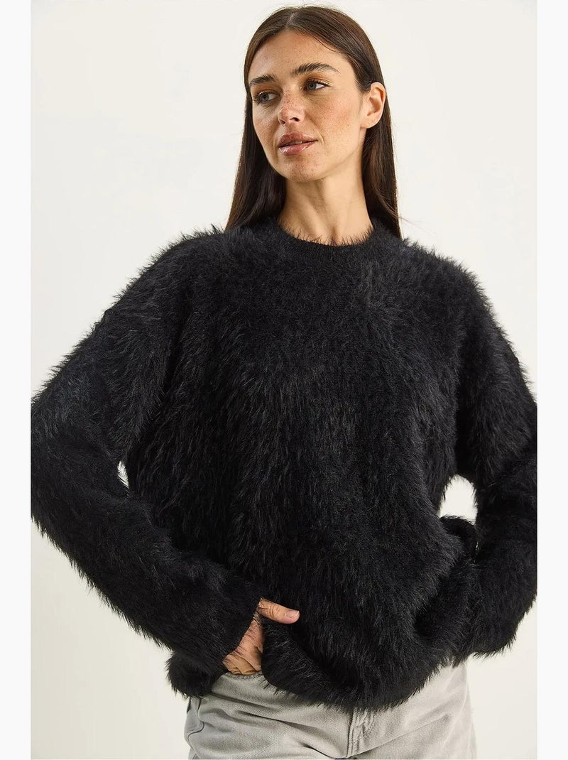 Camisola de malha texturada lucci Preto - Kiabi