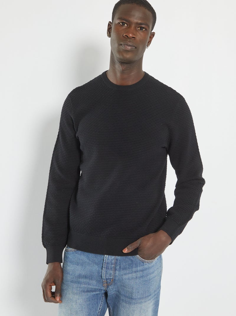 Camisola de malha texturada Preto - Kiabi
